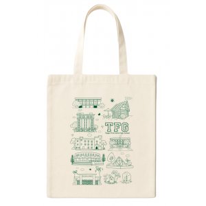 【1/7陸續出貨】TFG校園插畫帆布側背袋_米白