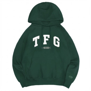 【預購至10/18,11/23陸續出貨】TFG立體毛巾繡落肩帽T_北一綠