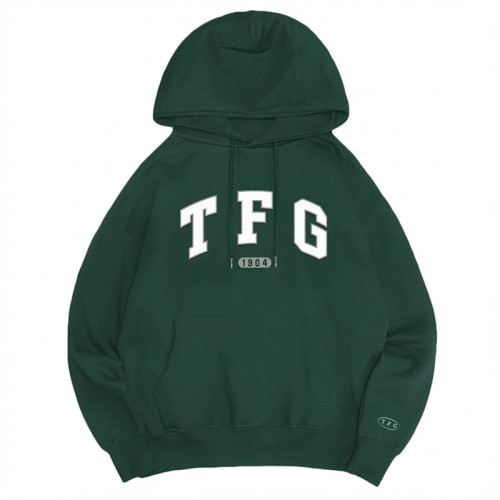 【預購至10/18，11/23陸續出貨】TFG立體毛巾繡落肩帽T_北一綠